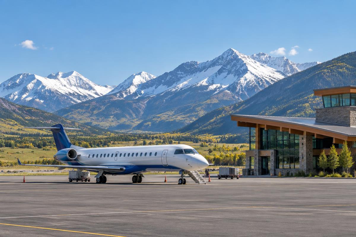 Regional airport in a wide mountain valley